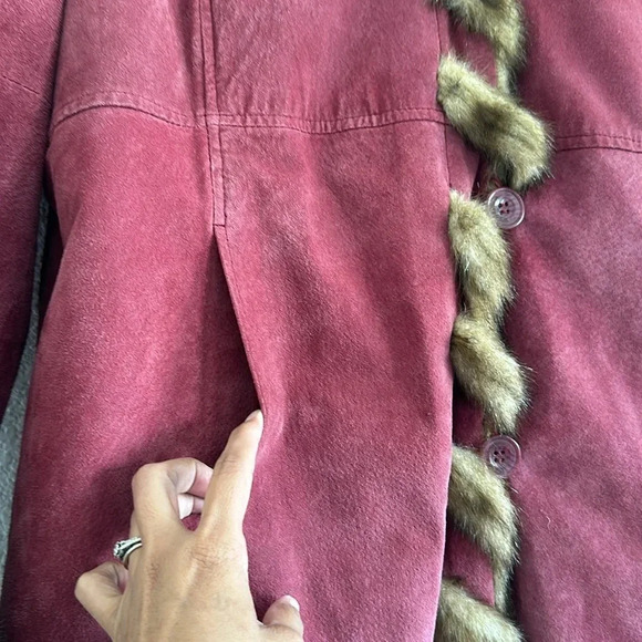 DENNIS BASSO Leather Faux Fur Coat - Picture 8 of 9